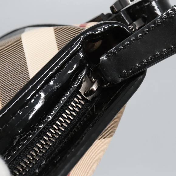 BURBERRY Nova Check Shoulder Bag PVC Beige Silver Auth 96954 - Picture 10 of 16